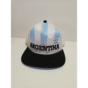 ARGENTINA Soccer Snapback Hat Cap White ALBICELESTE MESSI FIFA Pre-Owned